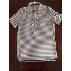 RLX Ralph Lauren Mens Striped Golf Polo Shirt Navy White Size M *CALLOUT in pic